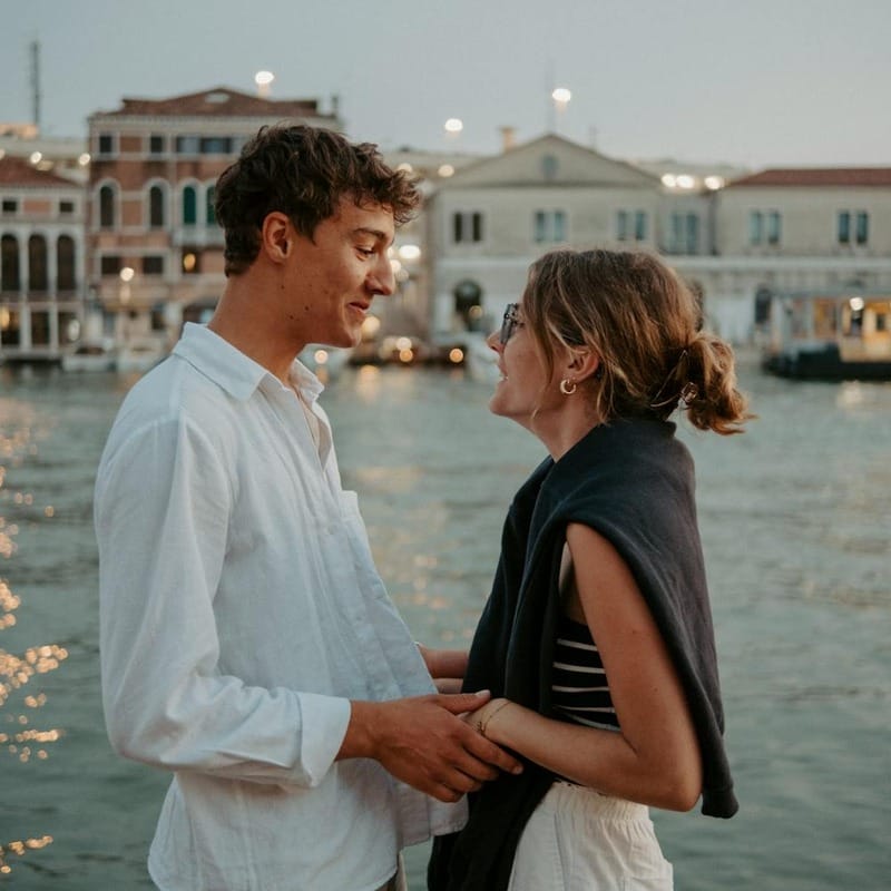 Romantic couple hugging and embracing in nature