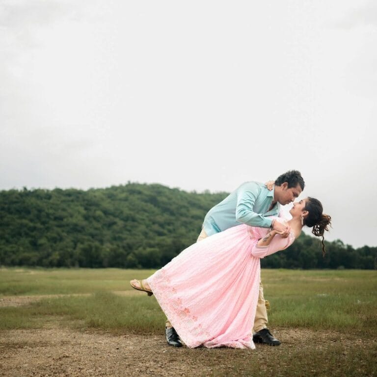 Romantic couple dancing together in love and happiness
