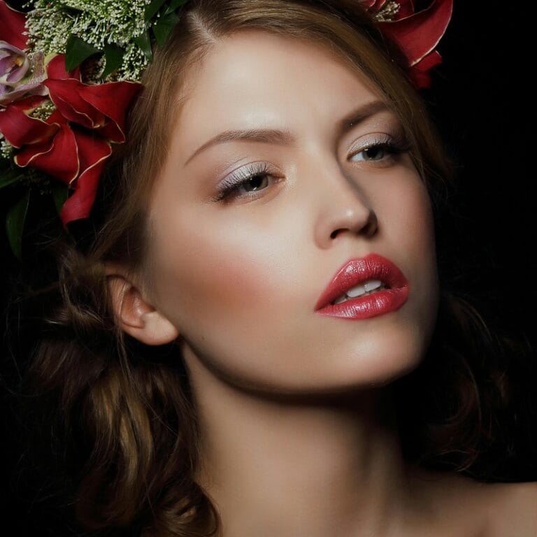 Sensual woman portrait in elegant lingerie with confident gaze